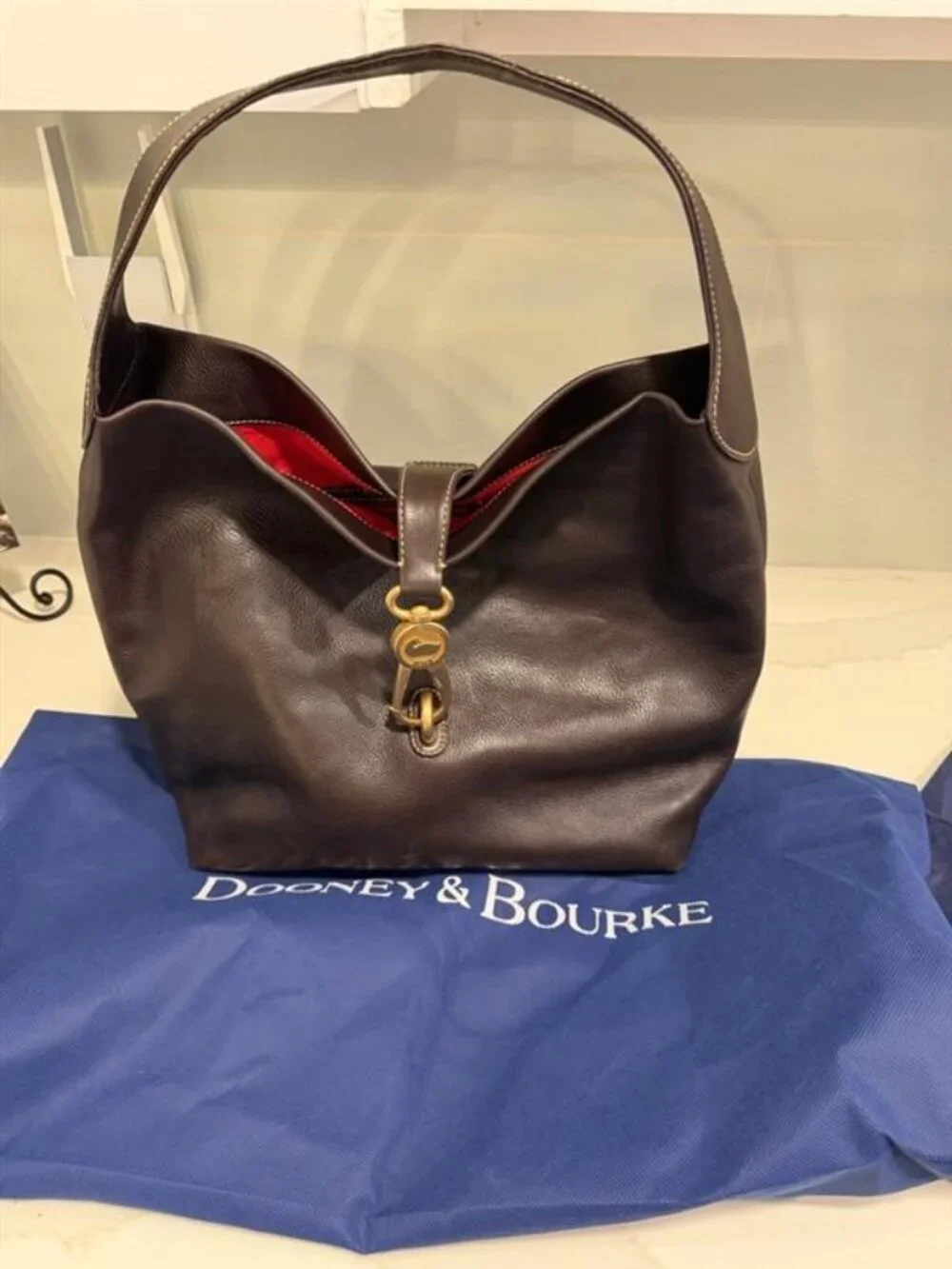 Dooney & Bourke Logo Lock Leather Shoulder Bag